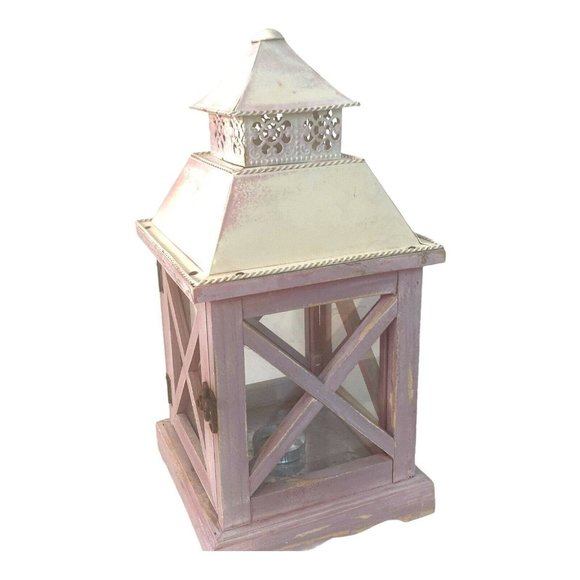 Vintage Distressed Wooden Glass Barn Door Lantern - Picture 6 of 10